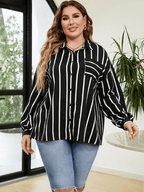 Plus Size Women's Striped Casual Shirt