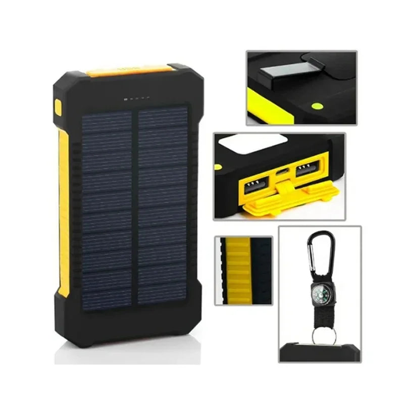Solar Power Bank for Outdoor Camping with Compass and Flashlight