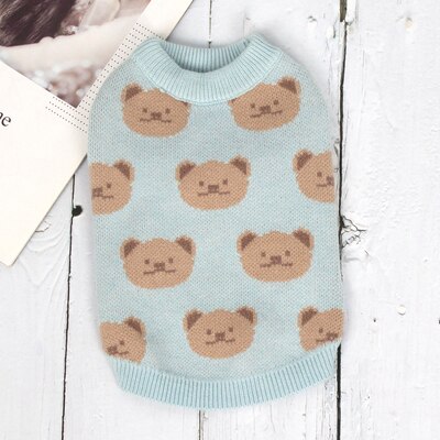 Blue and White Cotton Pet Sweater