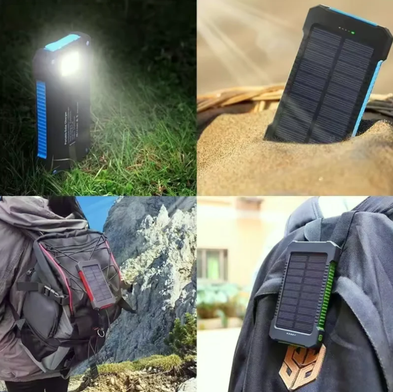 Solar Power Bank for Outdoor Camping with Compass and Flashlight