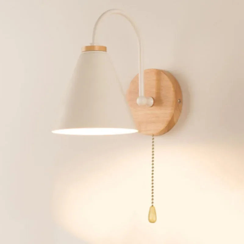 Minimalist Metal Wall Light with Wooden Accent