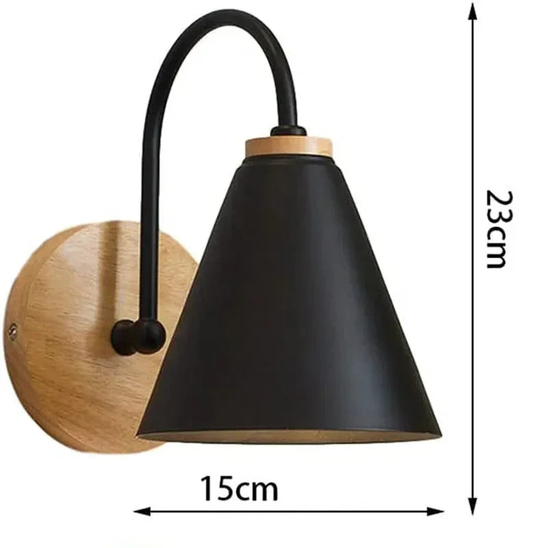 Minimalist Metal Wall Light with Wooden Accent